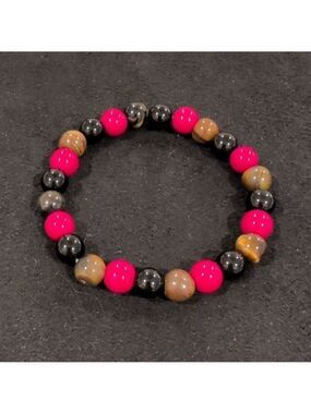 Natural stone bracelet ,red jasper,tiger eye and black onyx for inner strength.